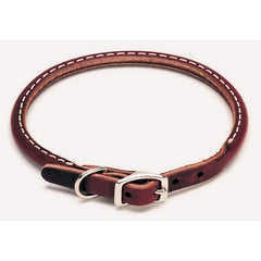 Circle T Latigo Leather Round Dog Collar, Latigo, Small - 3/8" x 14"